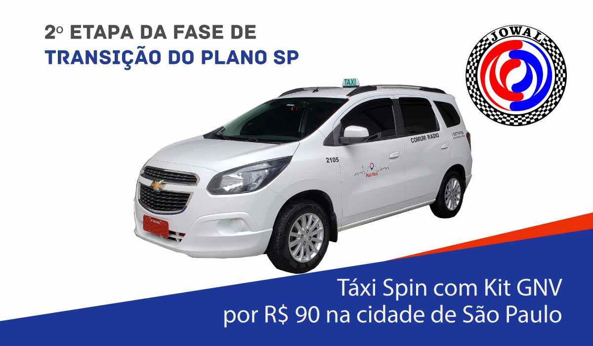 Táxi Spin com Kit GNV por R$ 90 na cidade de São Paulo