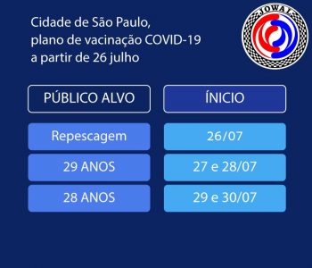Cidade de São Paulo, plano de vacinação COVID-19 a partir de 26 julho