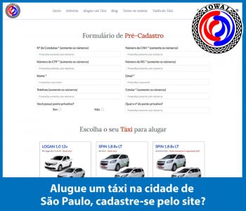 Alugue um táxi na cidade de São Paulo, cadastre-se pelo site?